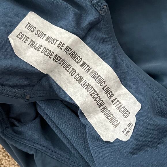 NWOT Shade & Shore Navy One Piece Swimsuit XL 16 Removable Straps Scalloped Neck - Picture 6 of 6